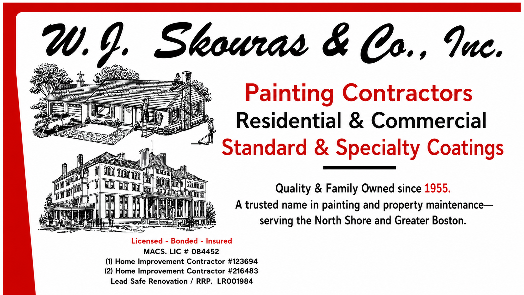 W. J. Skouras & Co., Inc. Essex County painting contractor in Peabody Massachusetts